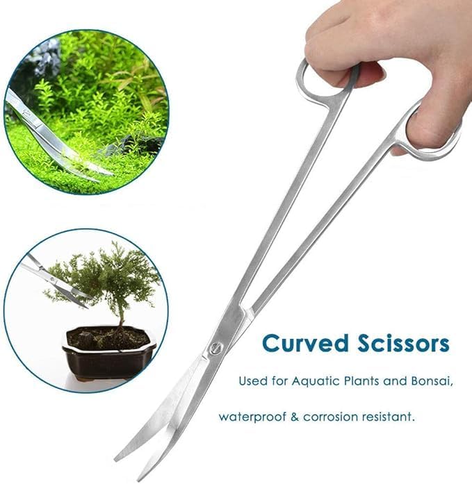 Carefree Fish 9IN1 Aquarium Cleaning Tools Long Handle Adjustable Length 20~36Inch Fish Tank Cleaner Kit Alage Scraper Scrubber Brushes Set Plant Scissor Long Tweezer