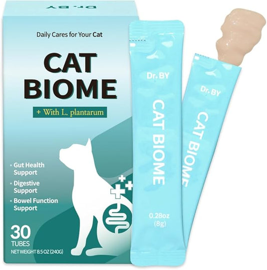 Doctor By Cat Biome Probiotics for cats Anti Diarrhea Feline Gut & Digestive Support Immune Health Sensitive Stomach Constipation with L. plantarum+Prebiotics 30 Lickable Formula Individually Packaged