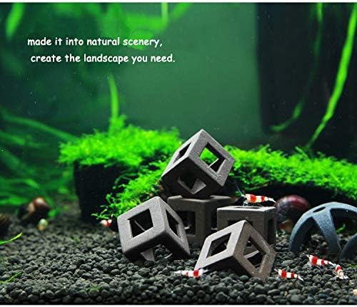 XMHF Ceramic Aquarium Small Fish Shrimp Crayfish Breeding Cube Block Shelter 5 Pcs