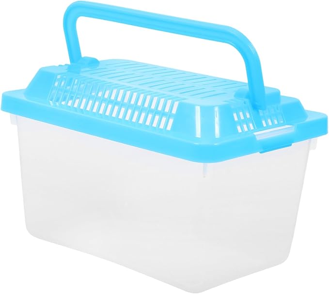 Portable Fish Tank 5.1X3.5X5.1 Inch Handheld Aquarium Transparent Turtle Box Plastic Pet Hamster Carrier Travel Reptile Terrarium