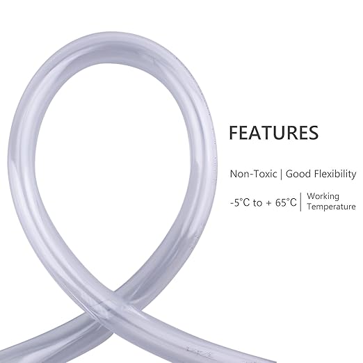 DERNORD PVC Tubing 3/4"ID X 1"OD Flexible Clear Vinyl Hose 10 Feet for Food Grade
