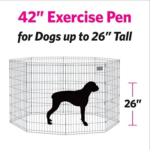 MidWest Homes for Pets Folding Metal Dog Exercise Pen, Indoor/Outdoor Playpen with Door, 16 Sq Feet of Play Space, 42-Inches Tall, Gold Zinc