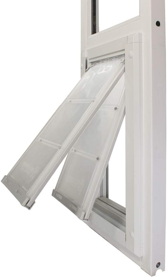 Endura Flap Pet Door for Vinyl Sliding Glass Doors | Dual-Flap Extreme Weather Design | Insulated, Energy-Efficient Dog Door with Locking Security | White, Large Flap, 74.75"-77.75" Slider Height