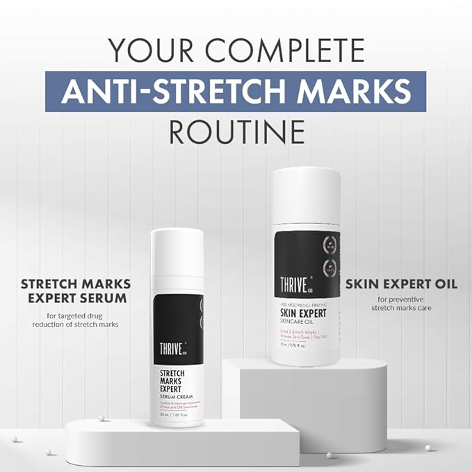 Anveya Stretch Marks Expert Serum Cream | Prevents & Reduces Appearance of New (Red) and Old (White) Stretchmarks | Powered by Striover™, Rosehip Oil & Squalane | Vegan and Cruelty-free | For Men