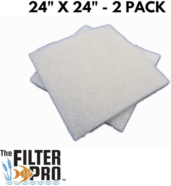 Beige Coarse Filter Media, 2" Thick, 24" x 24" Pads, 2 Pack, Perfect for Aquariums, Ponds or Water Gardens, Made in USA