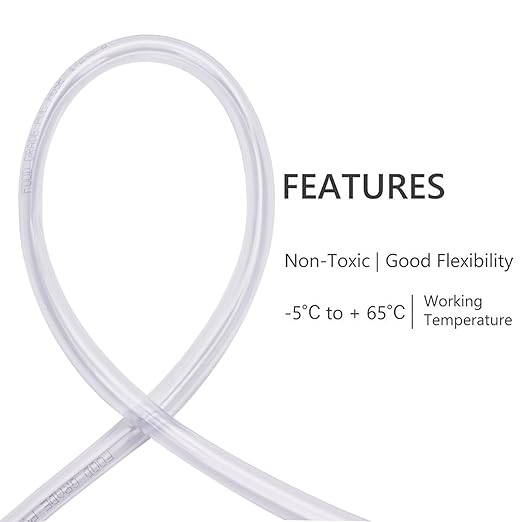 DERNORD PVC Tubing 1/2"ID X 5/8"OD Flexible Clear Vinyl Hose 5 Feet for Food Grade