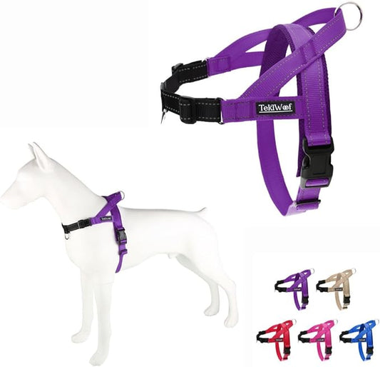 No Pull Dog Harness with Handle, Rear & Front Clip, Adjustable, Easy On/Off, Reflective, Lightweight & Mesh Padded, No Choke. for Small, Medium and Large Dogs(Purple-Black,Medium)