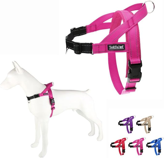 No Pull Dog Harness with Handle, Rear & Front Clip, Adjustable, Easy On/Off, Reflective, Lightweight & Mesh Padded, No Choke. for Small, Medium and Large Dogs (Pink-Black, Small)