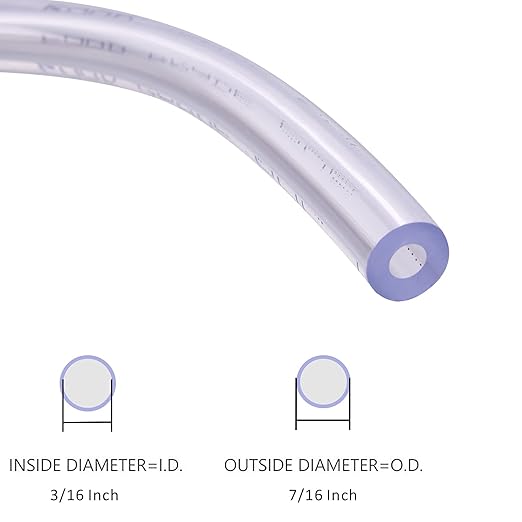 DERNORD PVC Tubing 3/16"ID X 7/16"OD Flexible Clear Vinyl Hose 10 Feet for Food Grade