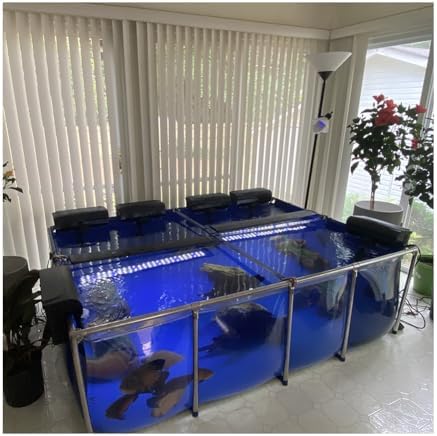 Large Outdoor Aquarium Pool Pond with Transparent Viewing Panel, Durable PVC Canvas, Sturdy Steel Frame, Easy Drain Valve - Perfect Fish Breeding Tank for Backyard