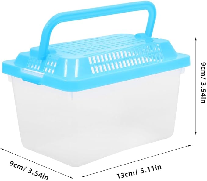FRCOLOR 2pcs Portable Fish Tank Handheld Aquarium Transparent Turtle Box Pet Hamster Carrier Plastic Reptile Breeding Container, Multi-Color Lid