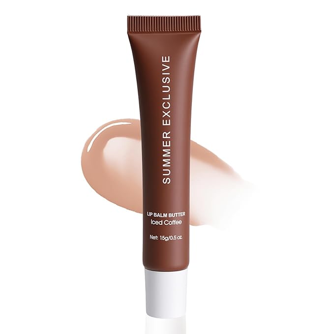 Summer Exclusive Lip Balm Butter,Tinted Lip Balm,Nourishing Lip Gloss with Natural Ingredients for Women and Girls,Soothes & Softens Dry Lips,Lip Care Gift Set for Birthday Christmas.(Iced Coffee)