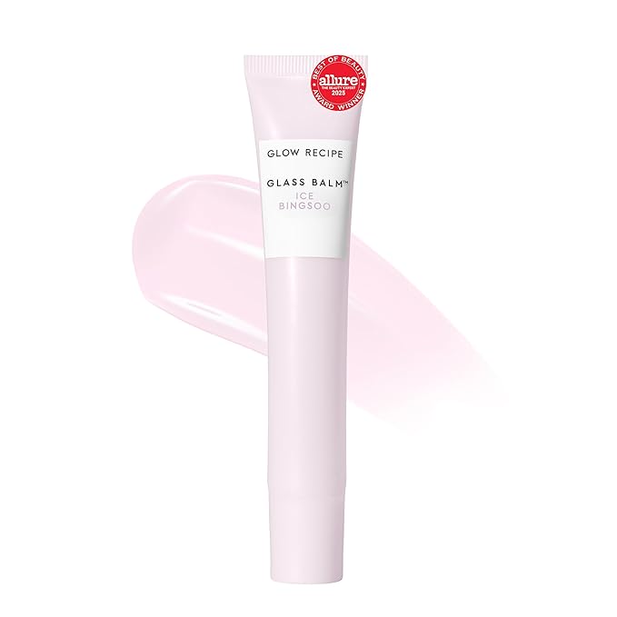 Glow Recipe Glass Balm Lip Treatment - 12Hr Hydrating Lip Balm & Moisturizer with Hyaluronic Acid to Smooth, Plump & Protect from Dryness, High Shine Finish - Clear Tint, Ice Bingsoo (15 ml)