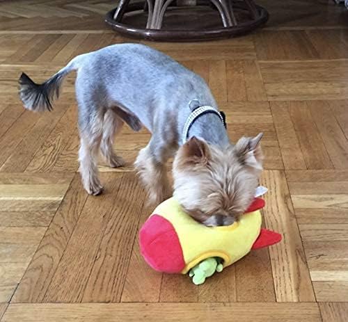 MODERN WAVE - Interactive Squeaky Plush Hide and Seek Squirrel Type Puzzle Toy for Dogs, Small Size (Spaceship and Aliens)