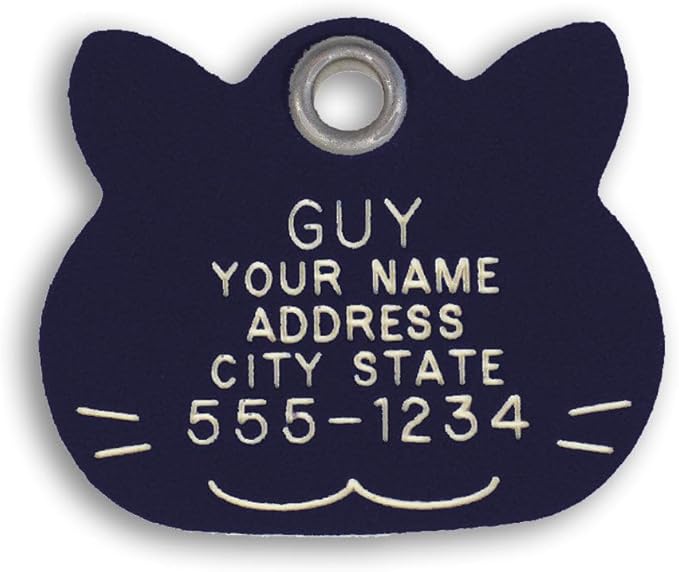 LuckyPet Plastic Pet ID Tags - Dog Personalized IDs - Durable Engraved Name Noiseless Tag - Suitable for Dogs and Cats - Outlasts Most Aluminum Tags - Large, Black Cat