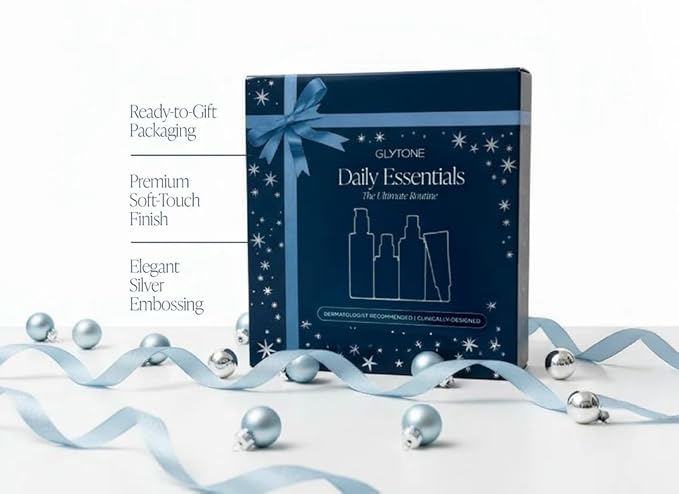 Glytone Daily Essential Kit - Skincare Set Features Cleanser, C Serum, Eye Cream & Sunscreen SPF 40+ - Daily Skin Care Kit to Cleanse, Bright, Hydrate & Protect - 5-Pieces Complete Routine