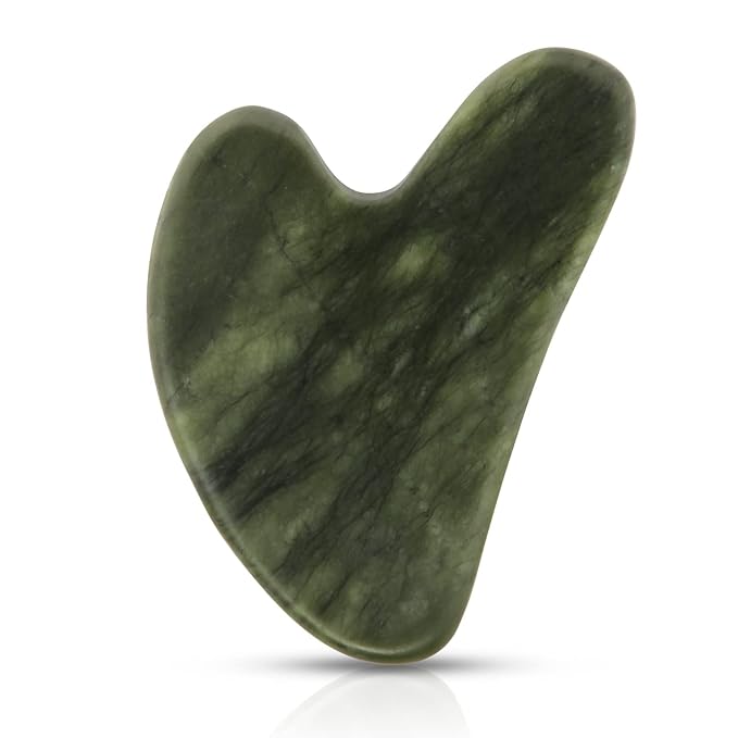 Gua Sha Facial Tools, Natural Jade Guasha Tool for Face,Double Chin & Jawline, Jade Gua Sha Stone Self-Skin Care Face Stone Gua Sha tools for Women Guasha Stone, Dark Green