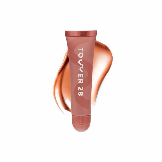 Tower 28 LipSoftie Tinted Lip Balm Treatment - Hydrating Glossy Balm + Overnight Lip Mask with Jojoba Oil + Shea Butter - Sweet, Cushiony Formula for Smooth, Soft Lips - Dulce De Leche (0.38 oz)