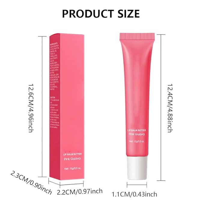Summer Lip Butter Lip Balm, Ultra-Hydrating Natural Vegan Lip Balm, Sheer-Tinted Shine & Hydration, Soothes & Softens Dry Lips Skincare, Bálsamo labial hidratante #5 Pink Guava