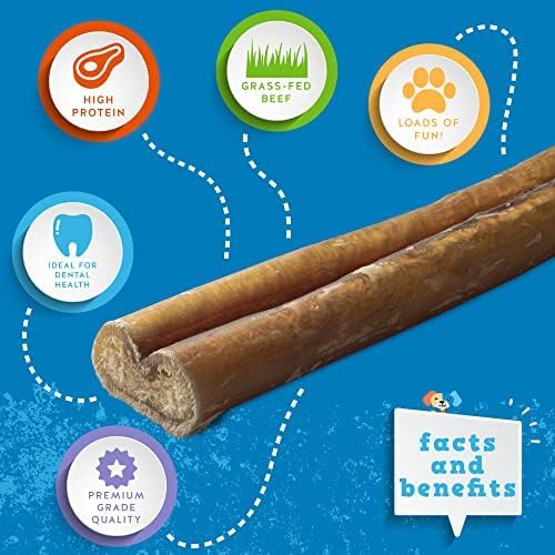 Jack&Pup 12 Inch Thick Bully Sticks for Large Dogs (3 Pack) Bully Sticks for Medium Dogs, Single Ingredient Dog Chew Sticks
