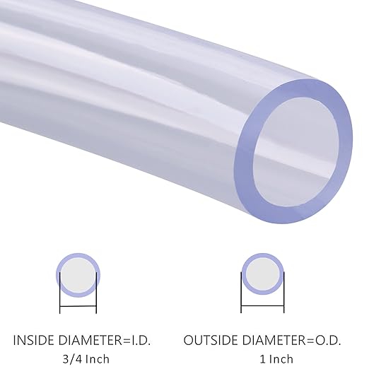 DERNORD PVC Tubing 3/4"ID X 1"OD Flexible Clear Vinyl Hose 25 Feet for Food Grade