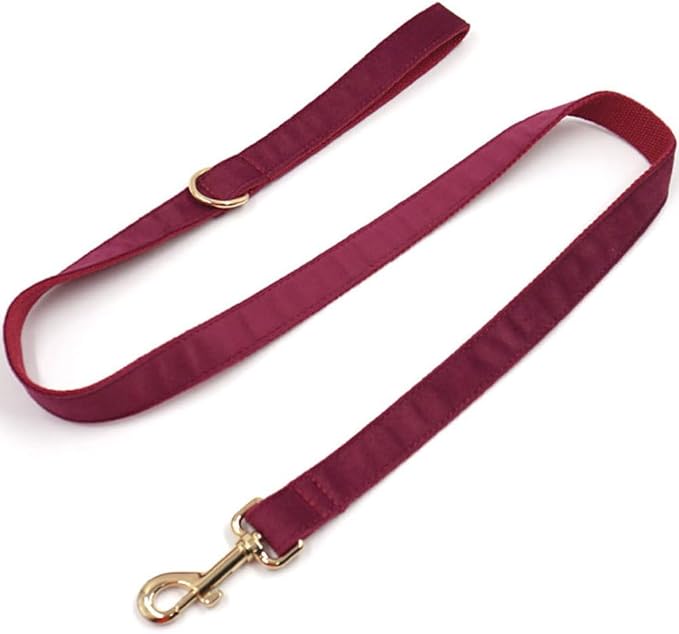 PETDURO Custom Dog Collar Personalized with Name Engraved Gold Metal Buckle for Large Medium Small Girl Dogs - Dog Leash Bow Tie and Harness Available - Soft Comfy Velvet (Claret G, XL)