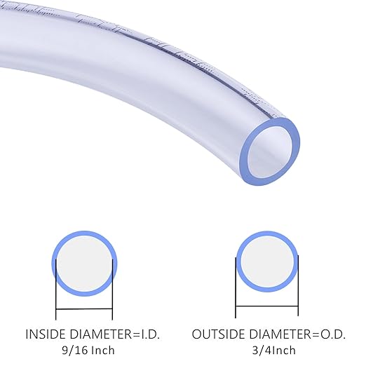 DERNORD PVC Tubing 9/16"ID X 3/4"OD Flexible Clear Vinyl Hose 25 Feet for Food Grade