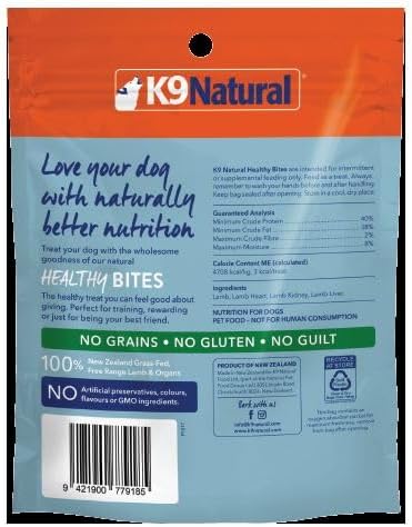 K9 Natural, Freeze-Dried Single Ingredient Dog Treats, High-Value, Low-Calorie Protein Bites for Active Dogs, Healthy Dog Training Treats, Grain-Free Reward, Lamb & Organs 1.76oz and Beef Lung 2.1oz