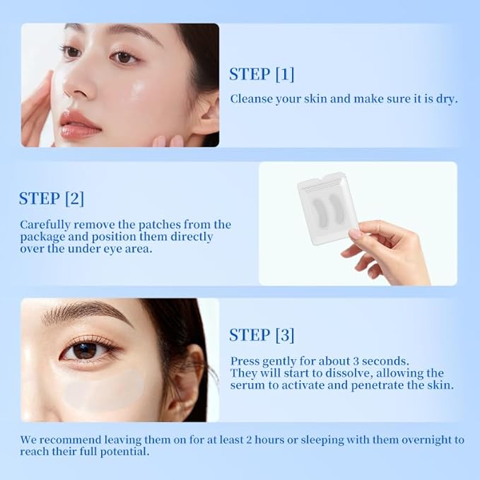 8 pairs PDRN Micro Eye Patches, Under Eye Patches for Puffy eyes, Dark Circles & Wrinkle | Hyaluronic Acid, Kojic Acid, Collagen, Peptides, Vitamin C, Niacinamide - Korean Popular Eye Care