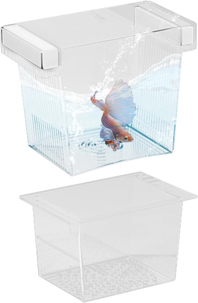 Fish Hatching Container - Floating Fish Breeder Box for Aquarium, Isolation & Hatchery Tank | Fish Nursery Box, Divider Incubator Container for Betta Fry Guppy Angelfish Acclimation & Feeding