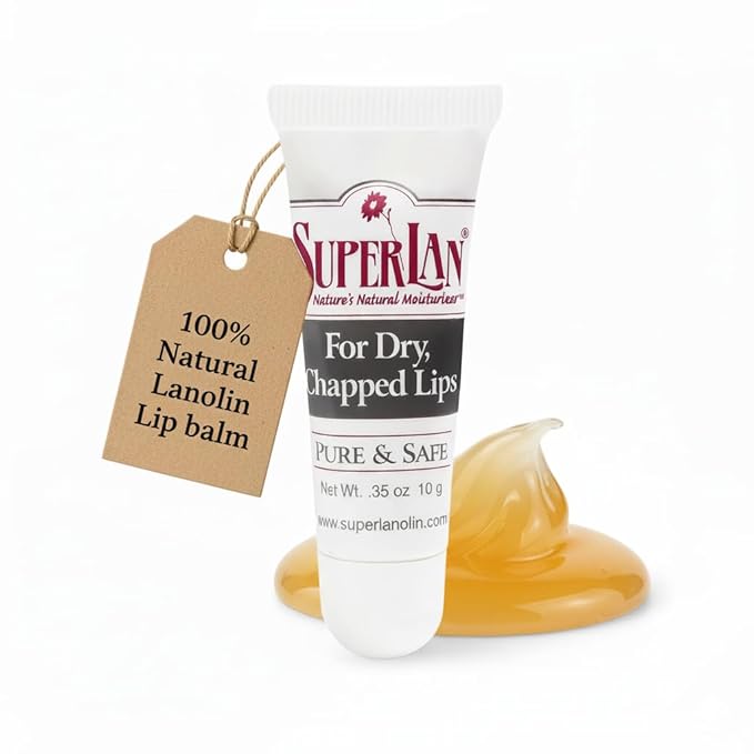Organic Lanolin Lip Balm - Lip Repair for Hot/Dry Weather - Natural Lanolin Nipple Cream - Lip Moisturizer for cracked lips - Hydrating lip care - Ultra pure jojoba oil - Kosher chap stick (0.35 Oz)
