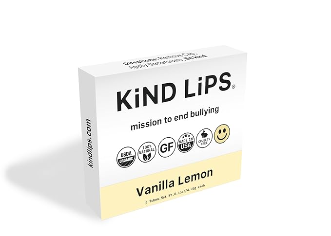 Kind Lips Vanilla Lemon Organic Lip Balm Natural Moisturizing Lip Care 5 Pack