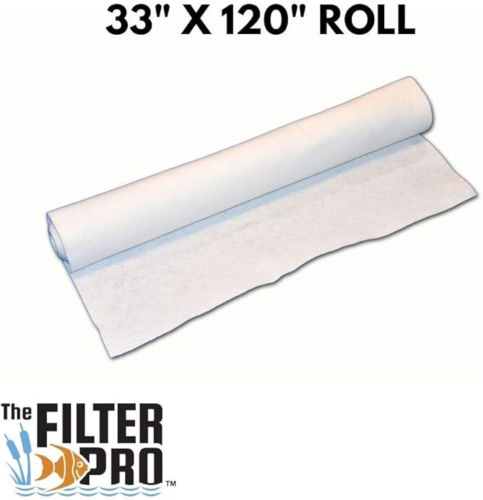 Felt Filter Media, 100 Micron, 33" x 120" Roll, Perfect for Aquariums, Ponds or Water Gardens, Made in USA
