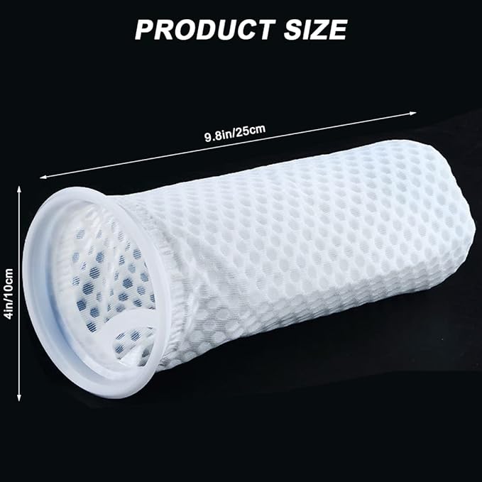 6 Pcs 4Inch Ring Honeycomb Filter Socks 150 Micron, Aquarium Filter Sock 3D Honeycomb Design, Aquarium Felt Filter Bags for Freshwater Saltwater Aquarium, Fits Eshopps and Aqueon, 9.5Inch Long