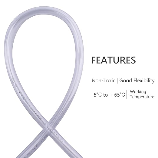 DERNORD PVC Tubing 1/2"ID X 5/8"OD Flexible Clear Vinyl Hose 50 Feet for Food Grade