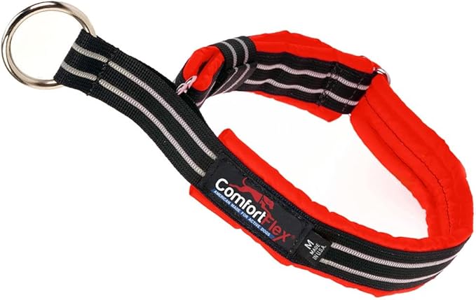 ComfortFlex Premium Padded Martingale Dog Collar – Reflective Waterproof Slip-On Limited Slip Collar for Gentle Control & Escape Prevention - XLarge, Red