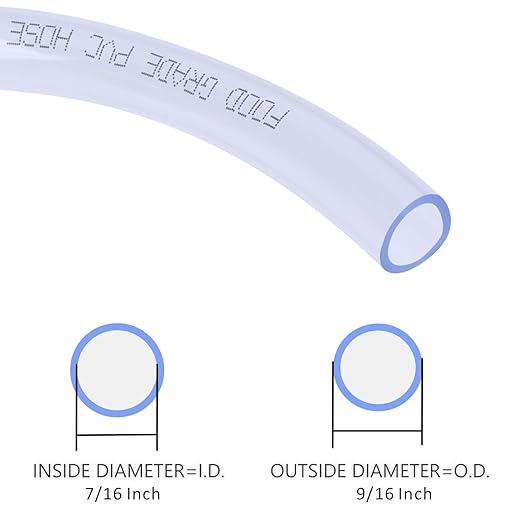 DERNORD PVC Tubing 7/16"ID X 9/16"OD Flexible Clear Vinyl Hose 25 Feet for Food Grade
