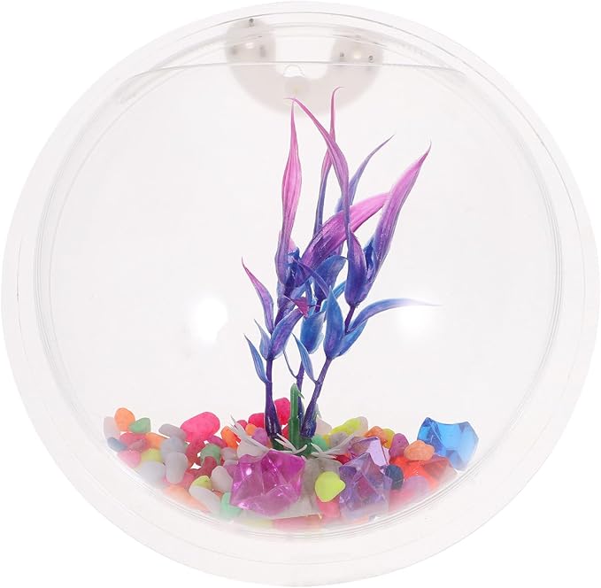 Alipis Transparent Creative Wall Mounted Fish Tank Acrylic Fish Bowl Hanging Aquarium for Home Decor 6.7 Inch Space Saving Wall Aquarium Suitable for Betta and Air Plants