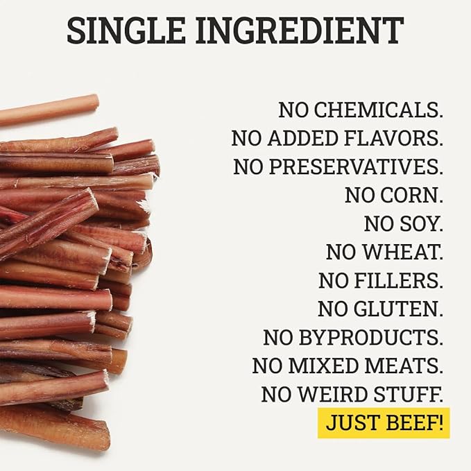 Supreme 12-inch Standard Bully Sticks by Sancho and Lola’s (10 Pack) All-Natural, Long-Lasting Dog Chew Treats - Free-Range, Grass-Fed Beef - Low Odor