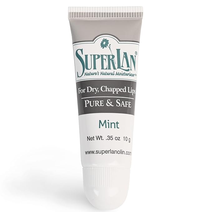 Organic Lanolin Lip Balm Mint Flavor - Lip Repair for Dry Weather - Natural Nipple Cream Lanolin - Moisturizer cracked lips - Hydrating lip care - Ultra pure jojoba oil - Kosher chapstick (0.35 Oz)