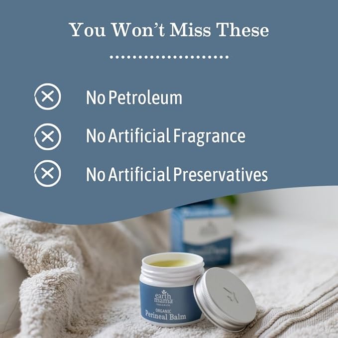 Earth Mama Organic Perineal Balm | Naturally Cooling Herbal Salve for Pregnancy and Postpartum Relief with Witch Hazel & Calendula, Feminine Care Essentials, No Benzocaine or Butane, 2-Fluid Ounce