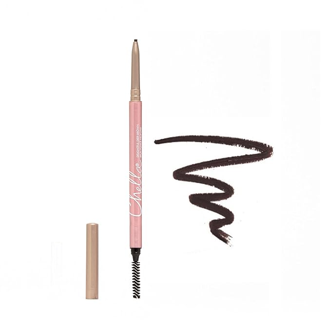 Chella Eyebrow Pencil - Vegan, Gluten Free, Cruelty Free, Paraben Free, Long Wearing, Smooth Consistency (Delightful Deep Brown)