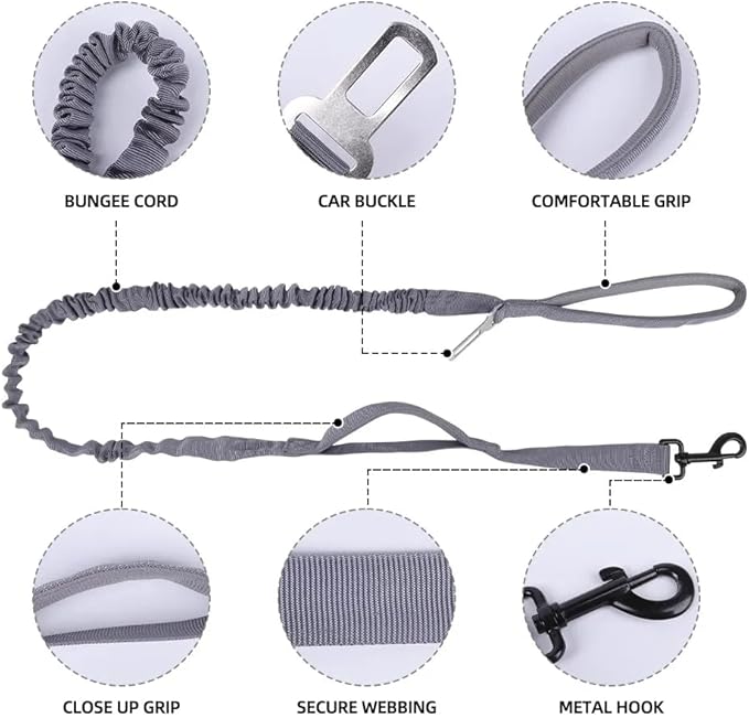 Tactical Dog Harness with Leash for Large Dogs, No Pull Adjustable Dog Harness, Reflective K9 Working Pet Vest for Walking, Training (Camouflage Grey, L)