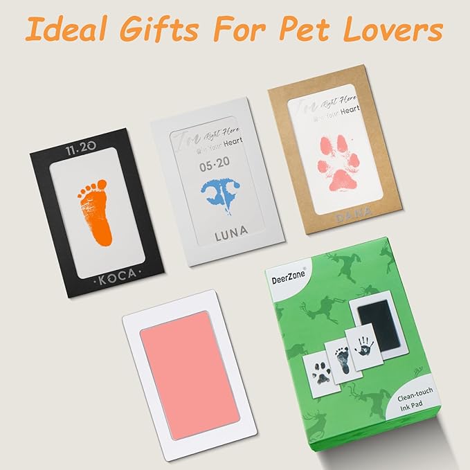 Inkless Paw Print Kit,Dog Paw Print Kit,Dog Nose Print Kit,Clean Touch Ink Pads and Imprint Cards,Pet Paw Print Impression Kit for Dogs Cats Footprint Keepsake