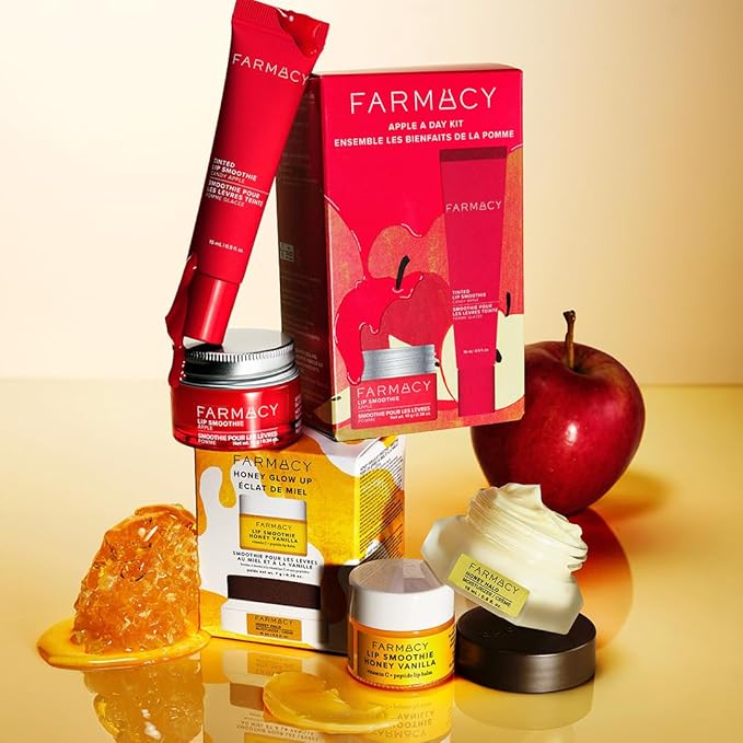 Farmacy Apple A Day Lip Balm Kit - Tinted Lip Peptide Treatment & Overnight Balm Duo - Moisturizing, Plumping & Hydrating Skincare Kit - Gift Sets for Her (2 Count)