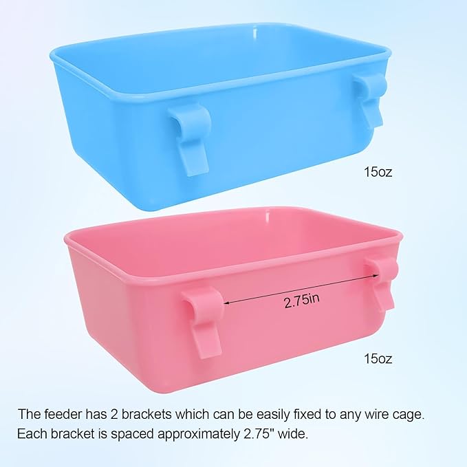 6 Pack Feeder (Blue, Pink), Hanging Feeder,Food and Water Container, Bath Water Bowl Universal for Birds Hamsters Mice Rats Rabbit Guinea Pig Small Pets (S)