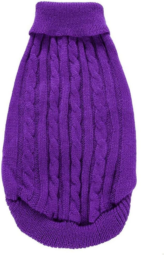 CHBORCHICEN Small Dog Sweaters Knitted Pet Cat Warm Dog Sweatshirt Winter Clothes Kitten Puppy Sweater (Medium, Purple)