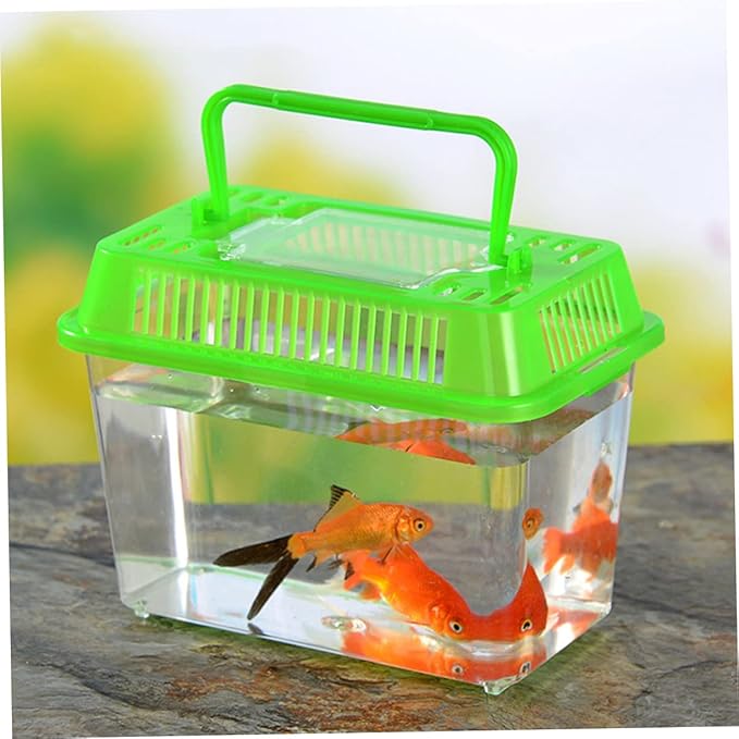 BESTOYARD Small Turtle Tank 5.1X7.1X3.5 Inch Clear Plastic Aquarium for Turtles Fish and Small Pets Portable Reptile Breeding Box Multi-Use Terrarium for Home