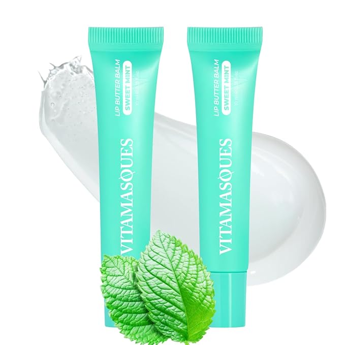 Vitamasques Lip Butter Balm - Sweet Mint Pack of 2, Korean Lip Balm - Peptide Lip Treatment - Lips Balm Hydrating - Light Tinted Lips balm - Made in Korea - 0.33 fl.oz