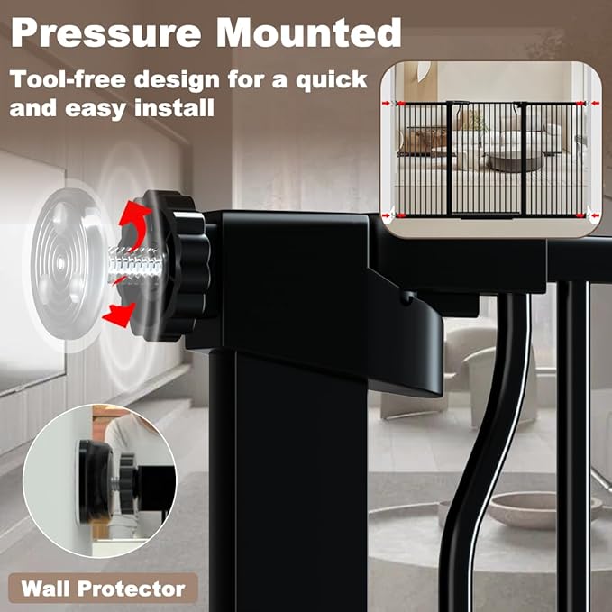 40.55" Extra Tall and Wide Baby & Dog Gate, 68.6-71.2 in, Pressure Mounted, Black